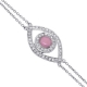 14K White Gold 0.15 ct Diamond Womens Evil Eye Bracelet 7 Inch