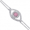 Womens Diamond Evil Eye Bracelet 14K White Gold 0.15 ct 7 Inches