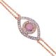 14K Rose Gold 0.15 ct Diamond Womens Evil Eye Bracelet 7 Inch
