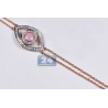 Womens Diamond Evil Eye Bracelet 14K Rose Gold 0.15 ct 7 Inches