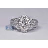Womens Diamond Cluster Flower Ring 18K White Gold 3.75 ct