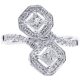 18K White Gold 0.90 ct Diamond Womens Bypass Ring