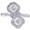 Womens Diamond Solitaire Bypass Ring 18K White Gold 1.00 ct
