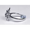 Womens Diamond Blue Sapphire Flower Ring 18K White Gold 0.72 ct