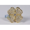 Womens Diamond Flower Ring 18K Yellow Gold 3.01 ct
