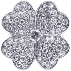 Womens Diamond Flower Ring 18K White Gold 3.02 ct