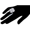 Womens Diamond Flower Ring 18K White Gold 3.02 ct