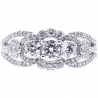 Womens Diamond 3 Stone Accent Ring 18K White Gold 1.33 ct