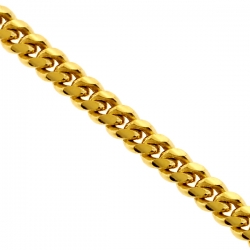Solid Yellow Sterling Silver Miami Cuban Link Mens Chain 3.2 mm