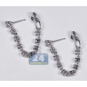 Womens Diamond Loop Earrings 14K White Gold 1.34 ct