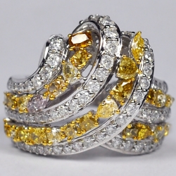 14K White Gold 3.02 ct Fancy Diamond Womens Highway Ring