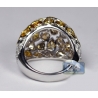 Womens Bezel Set Fancy Yellow Diamond Ring 14K White Gold 5.66 ct