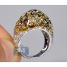 Womens Bezel Set Fancy Yellow Diamond Ring 14K White Gold 5.66 ct