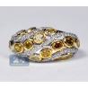 Womens Fancy Yellow Diamond Band Ring 14K White Gold 2.32 ct