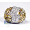 14K White Gold 6.31 ct Multicolored Diamond Womens Dome Ring