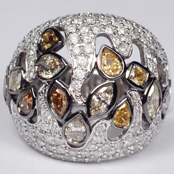 14K White Gold 4.35 ct Fancy Diamond Openwork Dome Ring