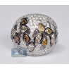 14K White Gold 4.35 ct Fancy Diamond Openwork Dome Womens Ring