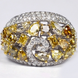 14K White Gold 5.06 ct Fancy Diamond Vintage Dome Ring
