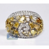 14K White Gold 5.06 ct Fancy Diamond Vintage Womens Dome Ring