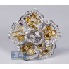 14K White Gold 4.69 ct Fancy Diamond Womens Vintage Flower Ring