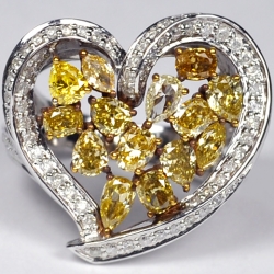14K White Gold 3.75 ct Fancy Diamond Womens Heart Ring