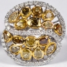14K White Gold 3.76 ct Fancy Yellow Diamond Womens Dome Ring