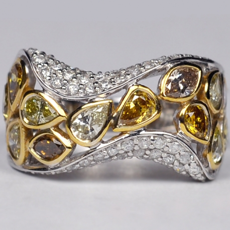 Womens Fancy Yellow Diamond Band Ring 14K White Gold 2.86 Carat