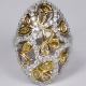 14K White Gold 3.33 ct Fancy Yellow Diamond Womens Dome Ring