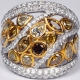 14K White Gold 5.01 ct Fancy Yellow Diamond Womens Wide Ring