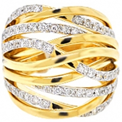 14K Yellow Gold 1.13 ct Diamond Womens Openwork Crisscross Ring