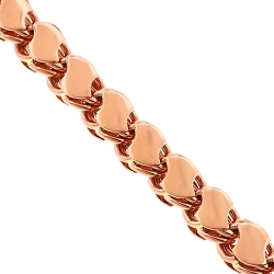 Handmade 14K Rose Gold Leaf Bismark Link Mens Chain 9 mm