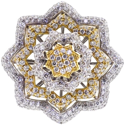14K Two Tone Gold 5.24 ct Diamond Flower Womens Ring