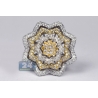 Womens Diamond Flower Ring 14K Two Tone Gold 5.24 ct