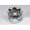 Womens Diamond Flower Ring 14K Two Tone Gold 5.24 ct