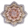 Womens Diamond Flower Ring 14K Three Tone Gold 5.16 ct