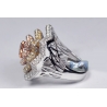 Womens Diamond Flower Ring 14K Three Tone Gold 5.16 ct