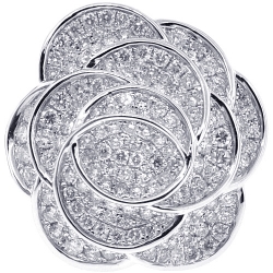 14K White Gold 2.26 ct Diamond Pave Womens Flower Ring