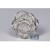 Womens Diamond Pave Flower Ring 14K White Gold 2.26 ct