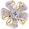 Womens Diamond Flower Ring 14K Two Tone Gold 1.80 ct