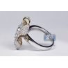 Womens Diamond Flower Ring 14K Two Tone Gold 1.80 ct