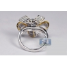 Womens Diamond Flower Ring 14K Two Tone Gold 1.80 ct