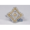 Womens Diamond Layered Flower Ring 14K Two Tone Gold 1.01 ct