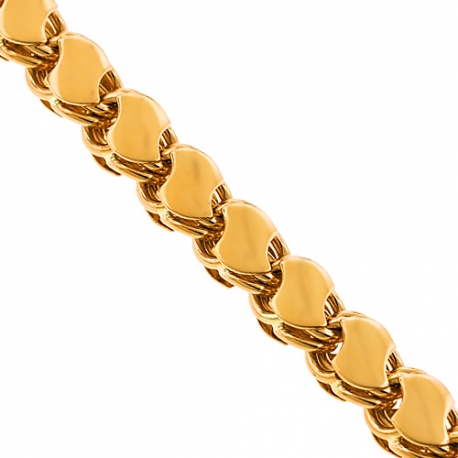Handmade 14K Yellow Gold Leaf Bismark Link Mens Chain 9 mm