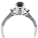 Womens Black Diamond 3-Stone Ring 14K White Gold 1.07 ct