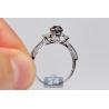 Womens Black Diamond 3-Stone Ring 14K White Gold 1.07 ct