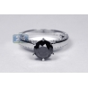 Womens Black Diamond Solitaire Engagement Ring 14K Gold 3.15 ct