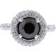 14K Gold 2.73 ct Black Diamond Womens Halo Engagement Ring