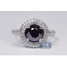 14K White Gold 2.73 ct Black Diamond Womens Halo Engagement Ring