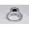 14K White Gold 2.73 ct Black Diamond Womens Halo Engagement Ring