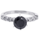14K Gold 2.36 ct Black Diamond Womens Solitaire Engagement Ring